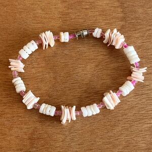 Cute Authentic Y2K Vintage Pink Puca Shell Barrel Clasp Bracelet